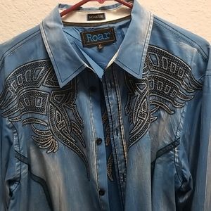 Men's XL Roar Button Down Long Sleeve